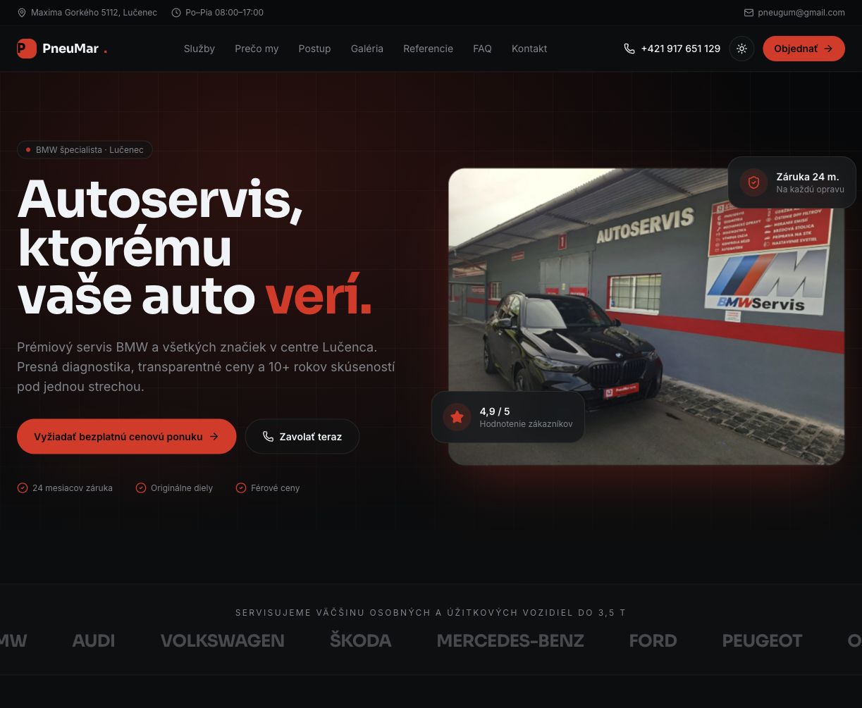Desktop náhľad hotovej webovej stránky
